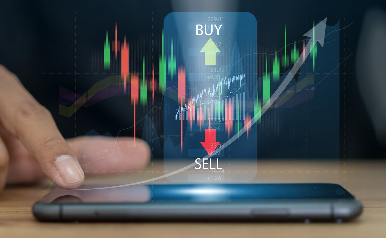 Stock market investment psychology and behavioral finance illustration